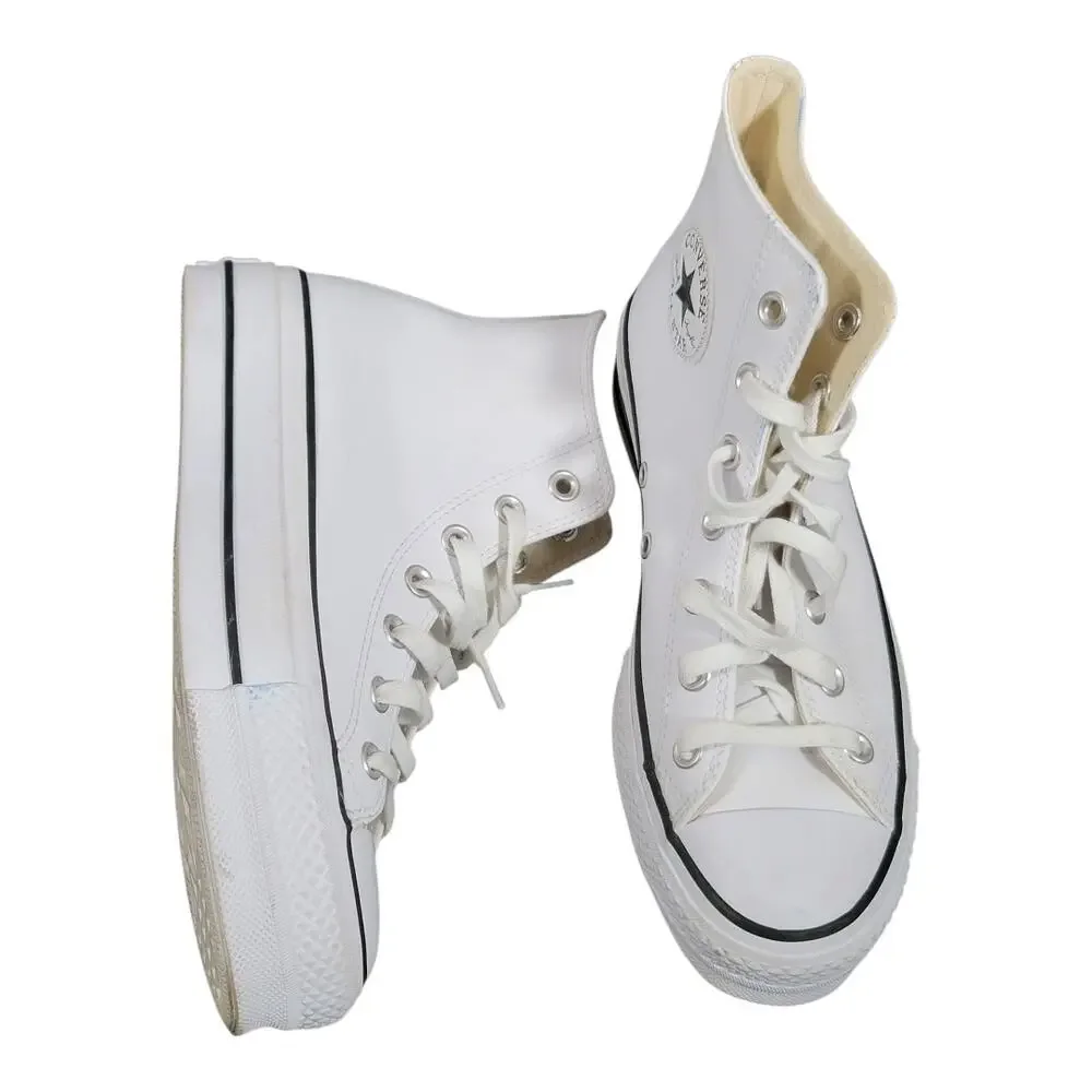 Converse All Star Chuck Taylor Platform High Top Leather Sneakers Women's 7.5 US - Picture 6 of 14